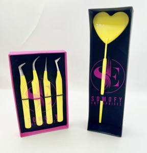 Kit de herramientas de etiqueta privada de Venta caliente para extensión de pestañas espejo de acero inoxidable pinzas de pestañas sostenibles puntas de fibra - Product Image 3