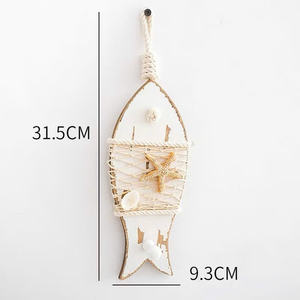 Grand squelette de poisson en bois bleu à suspendre |   Accent en corde stylisé |   Décoration rustique harmonieuse pour les maisons modernes et les cafés à thème - Product Image 3