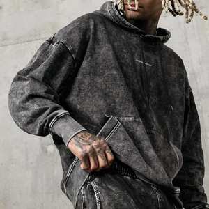 Meilleure vente entièrement personnalisée 400 GSM polaire lavé à l'acide imprimé personnalisé pull à capuche à vendre en vrac - Product Image 5