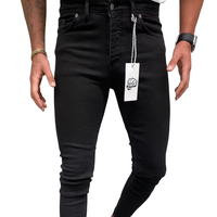 Jeans de Hombre Slim Fit Rectos Casuales Elásticos de Cintura Media, Denim Resistente con Suavizante Ecológico y Parches Vintage