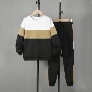 Casual Sportswear 2-Piece Set Colorblock Tracksuit for Adults and <b>Teens</b> Breathable Printed Outfit - Product Image 1