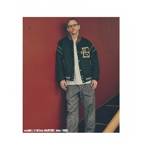 แจ็คเก็ตบอมเบอร์มีซิปสไตล์วินเทจสำหรับผู้ชายเสื้อคอตั้งมีกระเป๋าตกแต่งลายตัวอักษร - Product Image 2