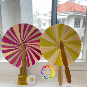 Ventilador de mano de bambú ecológico rústico hecho a mano vietnamita tradicional diseño de hoja de palma de coco para decoraciones de fiesta listo para exportación - Product Image 1