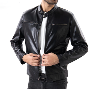 Veste en cuir pur personnalisée au prix d'usine veste d'hiver noire en cuir d'agneau du Pakistan écologique et imperméable style High Street pour hommes - Product Image 6