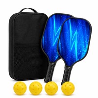 Set Raket Pickleball Fiberglass Bersertifikasi USAPA, Teruji, 2 Raket 4 Bola 1 Tas Jinjing, Untuk Luar Ruangan, Keluarga, Grosir