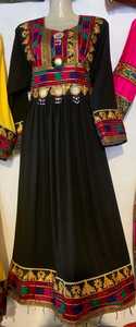 Dernières robes pakistanaises vintage pour femmes brodées de style bohème lourd afghan Kuchi tissu naturel fête porter des volants faits - Product Image 2