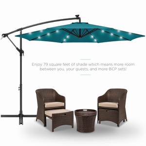 <span class=keywords><strong>Parasol</strong></span> de marché extérieur suspendu en aluminium avec <span class=keywords><strong>LED</strong></span> solaires de 3 m, inclinable et réglable, <span class=keywords><strong>pour</strong></span> jardin - Bleu Céleste - Product Image 2