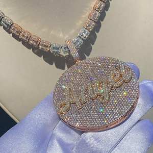 จี้เงินแท้925พร้อม3.30Ct เพชรโมอิสชุบทองแท้ปรับแต่งชื่อเครื่องประดับเพชรลวดลายตัวอักษรที่มีเสน่ห์ - Product Image 2