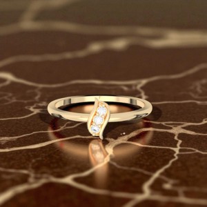 Juego de puntas de corte de diamante cultivado en laboratorio de 0,04 quilates, anillo de banda minimalista/elegante hecho en oro sólido de 10K, 14K, 18K, a la moda - Product Image 2