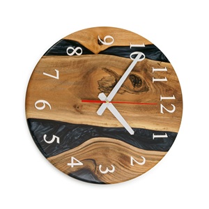 Reloj de pared de resina de madera con Soporte redondo de metal para reloj de dormitorio de madera Reloj de pared de resina de madera decorativo simple creativo - Product Image 3
