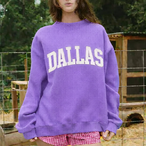 Sweat-shirt à col montant pour femme, long, automne/hiver, coupe ample confortable, style décontracté, pull avec logo sur le devant - Product Image 6