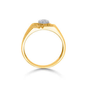 18K Gold Men's <b>Statement</b> <b>Ring</b> with Oval Cut Natural Zircon IGI Certified Geometric Design - Product Image 4