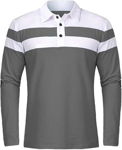 เสื้อโปโลผ้าฝ้ายแขนยาวพิมพ์ลายสำหรับผู้ชาย, เสื้อกีฬาลำลองระบายอากาศได้ดีขนาด220กรัม - Product Image 6