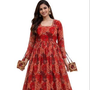 Stylish Silk Embroidered Kurti for Women-Ethnic Festive & Party Wear Casual <b>Dress</b> - Product Image 1