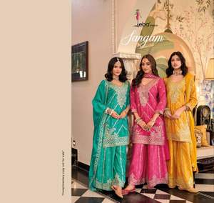 Trajes Palazzo para mujer de la mejor calidad, estampado digital Chinon con trabajo de bordado y ajuste cómodo para ropa informal para venta de exportación - Product Image 5