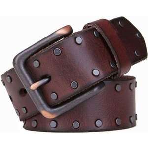 Vintage Style Steel <b>Buckle</b> Cow Hide Leather <b>Belt</b> <b>Men's</b> European Trending Design Luxury Custom Manufacture Skull <b>Buckle</b> Latest - Product Image 2
