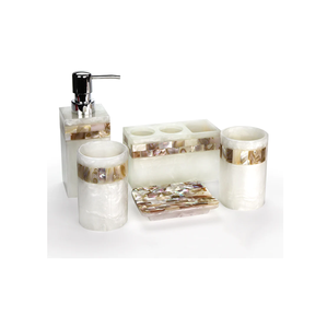 Offre spéciale, ensemble d'accessoires de salle de bain uniques en nacre, couleur naturelle, ensemble de salle de bain de luxe fabriqué en Inde - Product Image 3