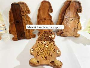 Plateau de service multifonctionnel en bambou en forme d'ours mignon fait à la main et écologique & Assiette en bois pour le petit-déjeuner des enfants, la collation, la vaisselle, 1 pièce - Product Image 2