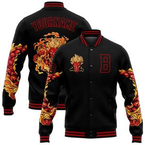 Bomber personnalisé à motif de dragon rouge noir 3D veste Varsity Letterman coupe-vent veste Varsity pour hommes vintage - Product Image 1