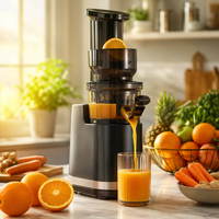 400W Slow Juicer met hoge sapopbrengst, koude pers extractie, metalen zilveren uitvoering, brede invoeropening voor thuiskeuken