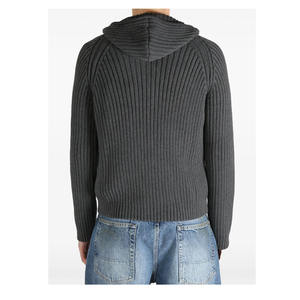 Sweat à capuche classique côtelé OEM 100% coton mélangé pour hommes pratique texturé durable lâche confortable fermeture éclair brodée 3D - Product Image 2