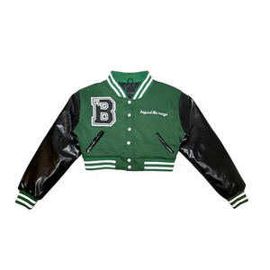 Lightweight Baseball Sport Crop Varsity Jackets for <b>Women</b> Trendy Button Design Custom Logo Embroidered Stripe <b>Knitted</b> Processing - Product Image 4