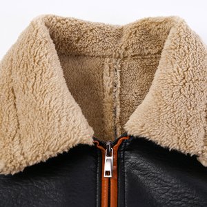 OEM 2022 Offre Spéciale veste en cuir avec Logo brodé personnalisé pour homme, doublure en fourrure - Product Image 5