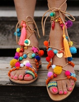 Dernières sandales indiennes tribales artisanales bohèmes, style bohème, spirituelles, Banjara, pour femmes, vente en gros, chaussures pour filles