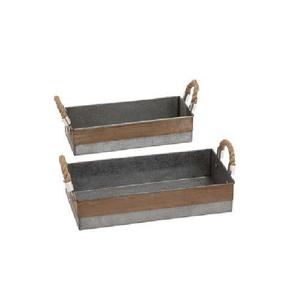 High Selling Home Kitchen <b>Supplies</b> Wooden Handle Rectangular Galvanized Serving Tray <b>Hotels</b> <b>Restaurants</b> Serving Tray - Product Image 5