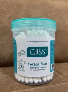 สำลีก้านแบบสองหัว บรรจุในขวดพลาสติกทรงกลม ผลิตจากฝ้ายบริสุทธิ์ 100% เป็นมิตรต่อสิ่งแวดล้อม ขายส่งจากซัพพลายเออร์ในอินเดีย - Product Image 2