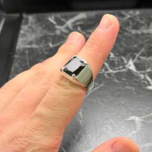 Anillo de Sello Minimalista para Hombre de Plata de Ley 925 con Ónix Negro, Anillo de Agata Negra Cuadrada con Metal de 14k, Regalo para Él - Product Image 6