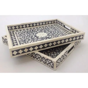 Direct Factory High Quality Wood Bone Inlay Serving <b>Tray</b> Luxury Indian Handmade for Home & Hotel <b>Kitchen</b> Use - Product Image 2