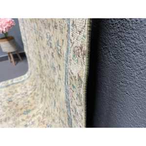 Alfombra Turca Vintage de 4.5x7.9 pies, Alfombra Azul de Lana Marroquí - Product Image 4