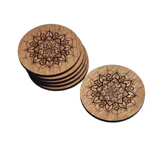 Dessous de verre en bois gravé au Laser décoration de Table boisson caboteur ensemble noyer caboteur décor à la maison décor de Table cuisine - Product Image 4