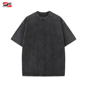 Venta al por mayor de alta calidad personalizada 250 Gsm 100% algodón lavado ácido Camisetas de gran tamaño para hombres - Product Image 2