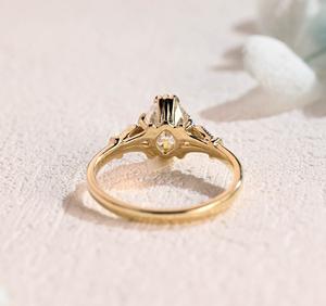 Art Deco Oval Lab Grown Diamond Ring 1.50 Ctw CVD Antique Engagement Ring 14k Yellow Gold Wedding Bridle Ring Anniversary Gift - Product Image 6
