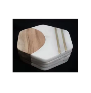 Posavasos de mármol y madera de diseño de tendencia elegante y duradero con texturas atractivas con acabado natural para decoración de mesa de alta gama - Product Image 4