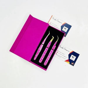 Professional Stainless Steel Precision Paper Coated Tweezers 10mm Durable Sharp Tips <b>Eyelash</b> <b>Extension</b> Volume <b>Mink</b> Pink - Product Image 2
