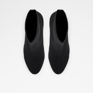 Botas de cuero negro de diseñador para mujer, botines de tobillo alto con tacón grueso y punta estrecha, botas elásticas a la moda para mujer - Product Image 2