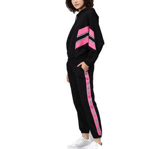 Nouveau style Logo personnalisé femmes décontracté solide longueur régulière hiver à manches longues polaire à capuche survêtement empilé pantalon - Product Image 1