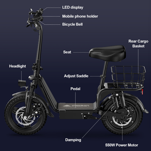 Patinete Eléctrico Urbano Plegable sin Escobillas de 14 Pulgadas, Aleación de Aluminio, Batería de Litio de 48V 10Ah, Controlado por Aplicación, 100 kg - Product Image 5