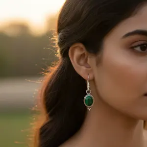 Boucles d'oreilles en argent 925 pour femmes avec pierre précieuse ovale plaquée or, diamant en forme de cœur princesse, rubis, zircon, bijoux - Product Image 1