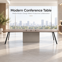 Table de salle de réunion exécutive avec pieds en aluminium moulé sous pression et structure en acier au carbone pour salle de réunion d'entreprise