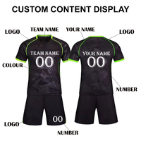 Ensemble d'uniformes de football personnalisés, design camouflage noir et lime, fabricant OEM, usine de Sialkot, maillot et short d'entraînement pour équipe de football