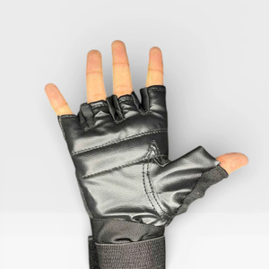 Custom Black Leather Gym Gloves for Sports Competition Professional <b>Weight</b> Lifting and Fitness Training Batting Gloves - Product Image 1