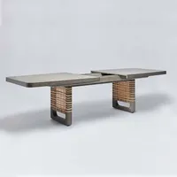 Table à manger rectangulaire finition gris foncé, grande table à manger rectangulaire pour les réunions de famille