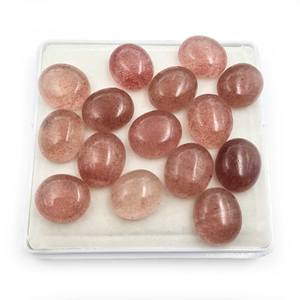 อัญมณีทรงวงรีทรงผลึกสีสตรอเบอร์รี่สีชมพูและสีแดง15ชิ้น11.5*13.5-11*14มม. 103กะรัตสำหรับทำเครื่องประดับที่ผ่านการอบด้วยความร้อน - Product Image 4