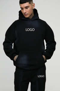 Conjunto Deportivo Unisex Azul Pizarra de 500 g/m², Sudadera con Capucha Extra Grande y Holgada con Bordado Cruzado y Cremallera, Pantalones Deportivos con Pedrería Personalizada - Product Image 5