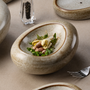 Assiettes de service en céramique réactive Chef Choice Retro Khaki Stoneware pour hôtels, restaurants, bistrots et cafés - Product Image 4