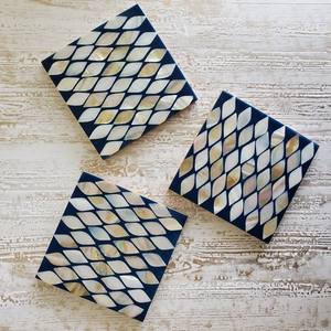 Handmade Wooden <b>Coasters</b> <b>Set</b> with Holder Mother of Pearl Inlay Bone inlay Serving <b>Coaster</b> Elegant Mats & Pads - Product Image 5